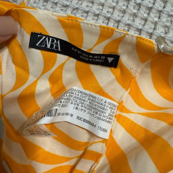 Zara Silk Orange and White Crop Top Size Medium - Picture 6 of 9